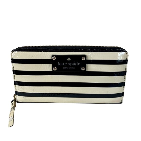 Kate Spade New York Striped Zip-Around Wallet - Picture 1 of 7